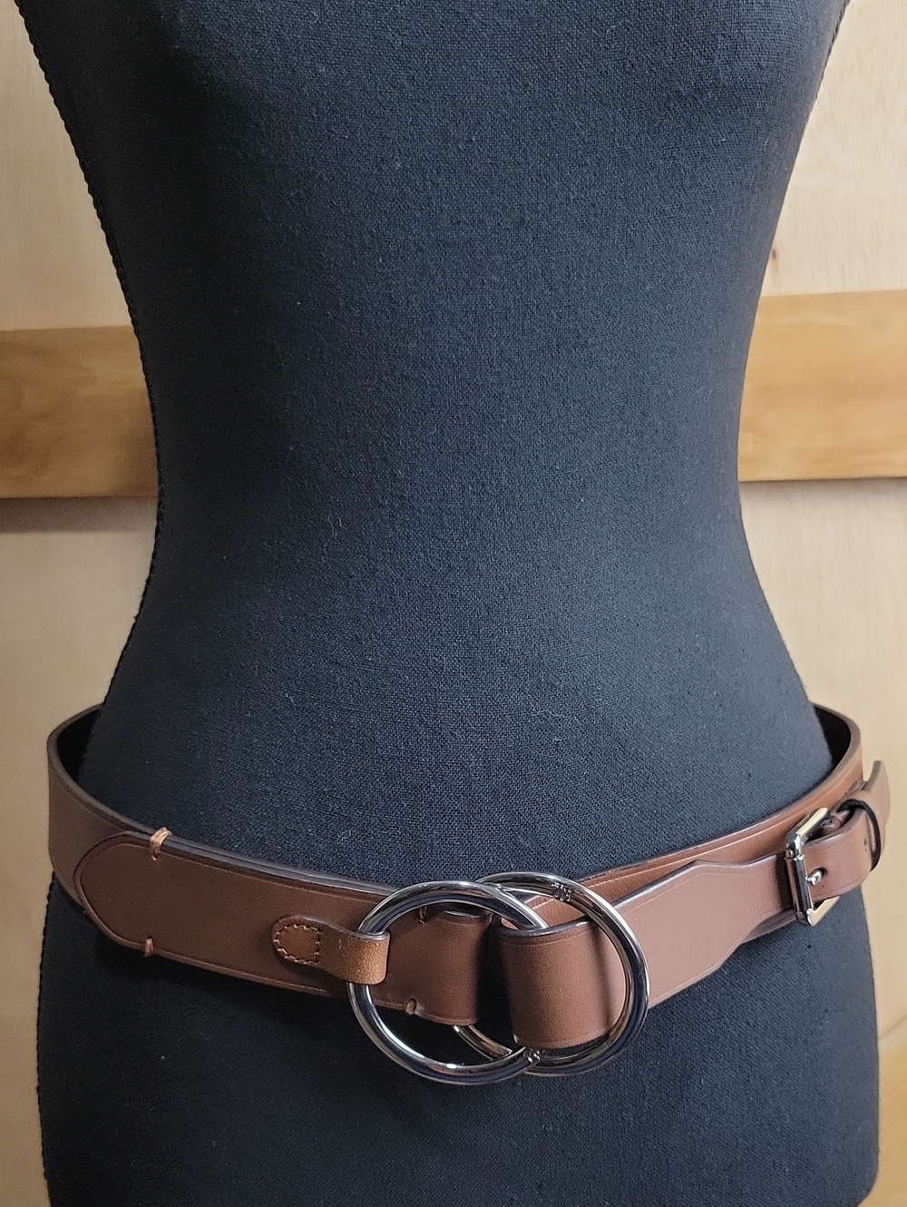 Ralph Lauren Brown Leather Women's Belt Double Ring Detail Western Equestrian